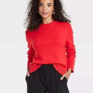 A New Day Crewneck Sweater, Red, Women Small
